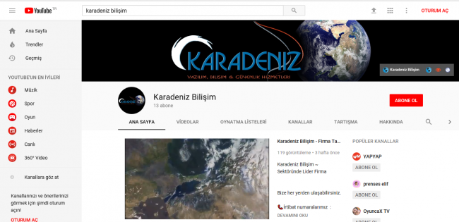 Karadeniz Bilisim – Youtube Karadeniz Bilisim - Youtube